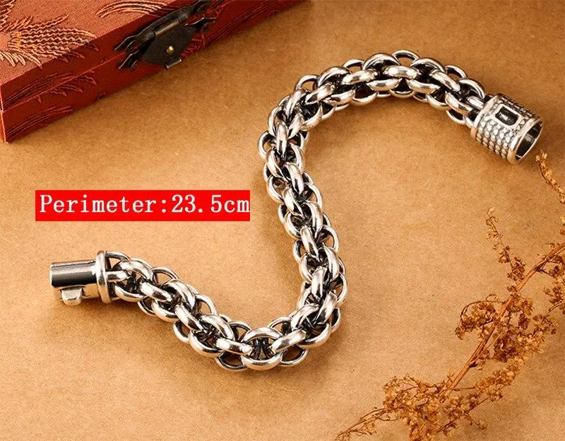 925 Sterling Silver Link Chain Handmade Punk Rock Men's Vintage Bracelet