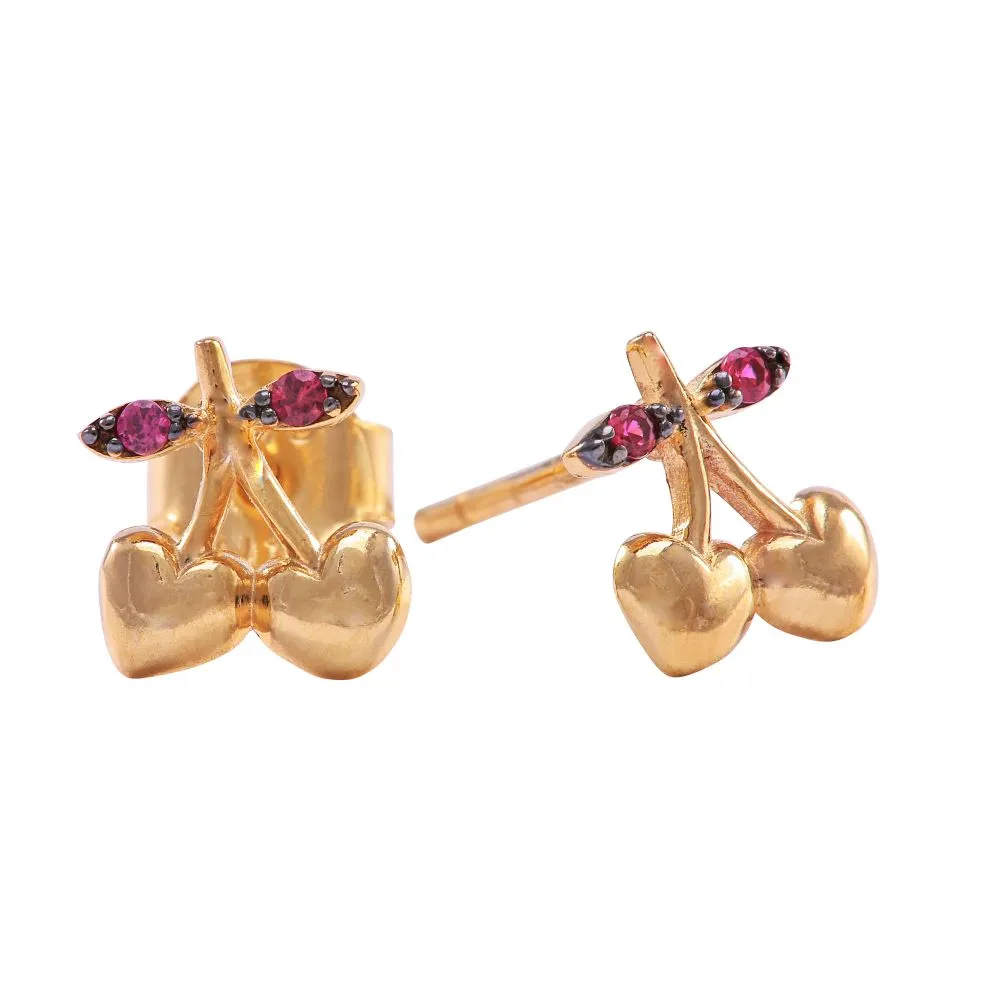 9ct Gold Cherry Stud Earrings