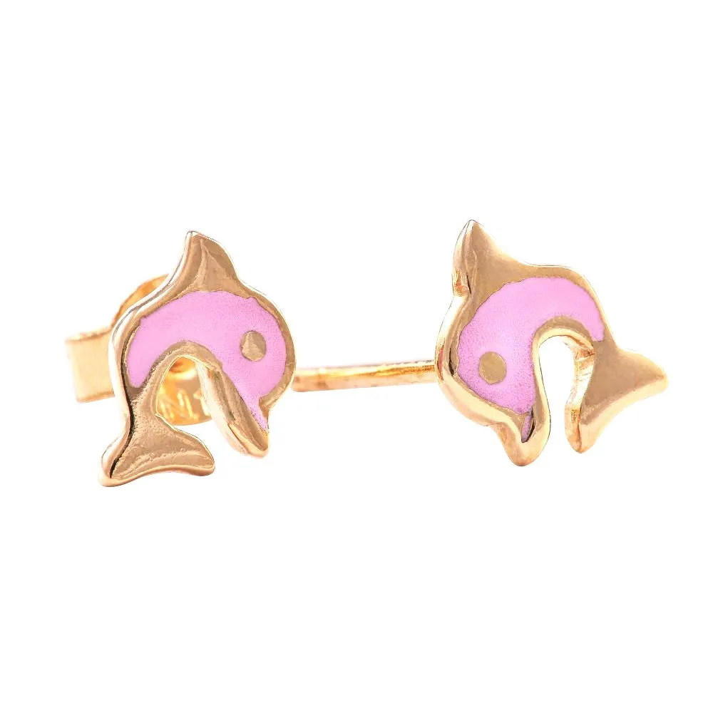 9ct Gold Dolphin Stud Earrings