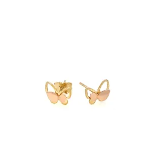 9ct Two Tone Butterfly Stud Earrings