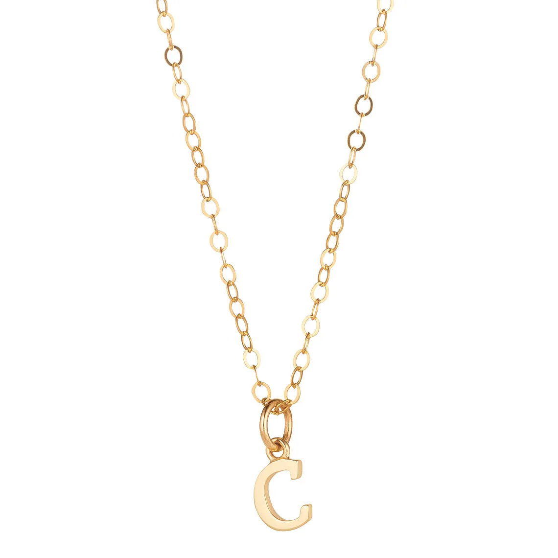 9kt Gold Initial Pendant Necklace (A to Z)