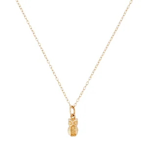 9kt Gold Owl Pendant Necklace