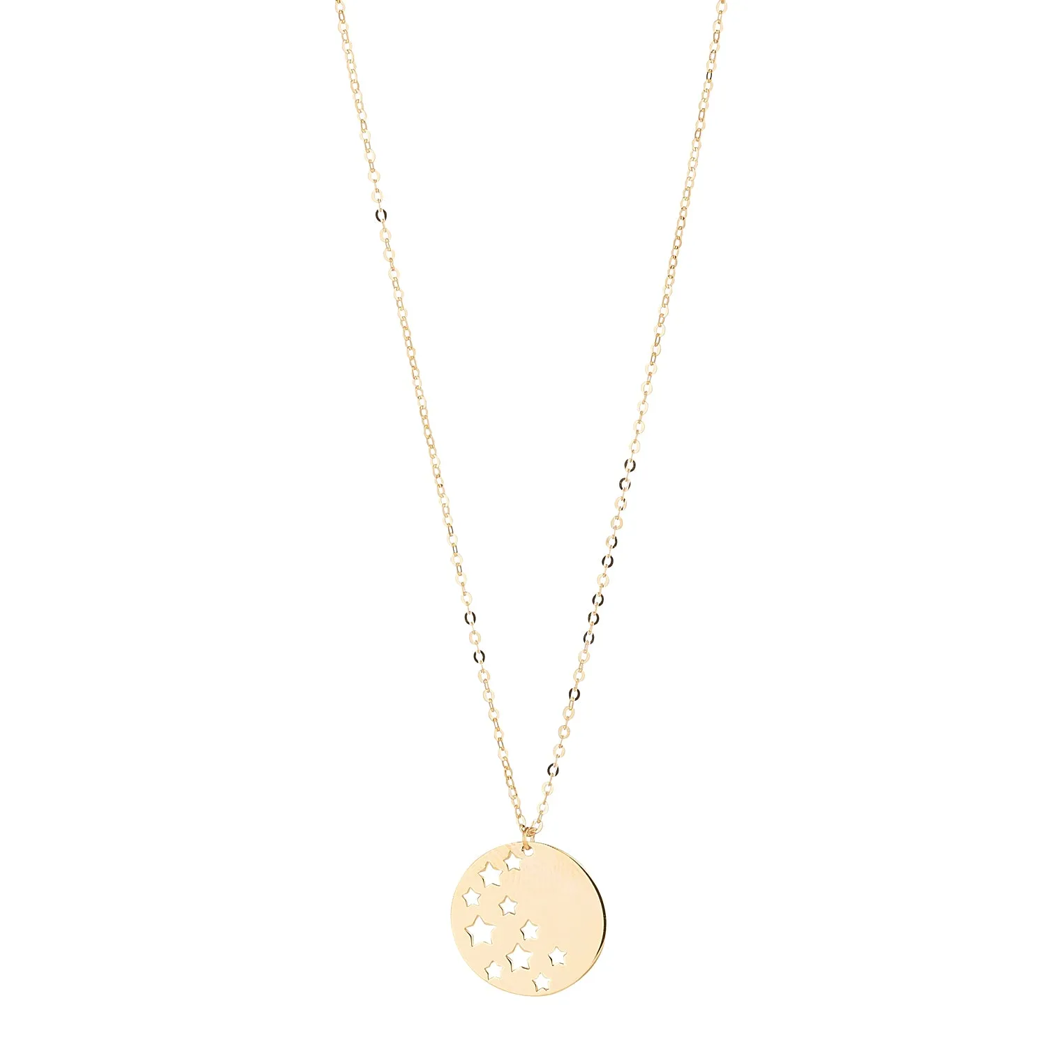 9kt Gold Star Disc Pendant Necklace