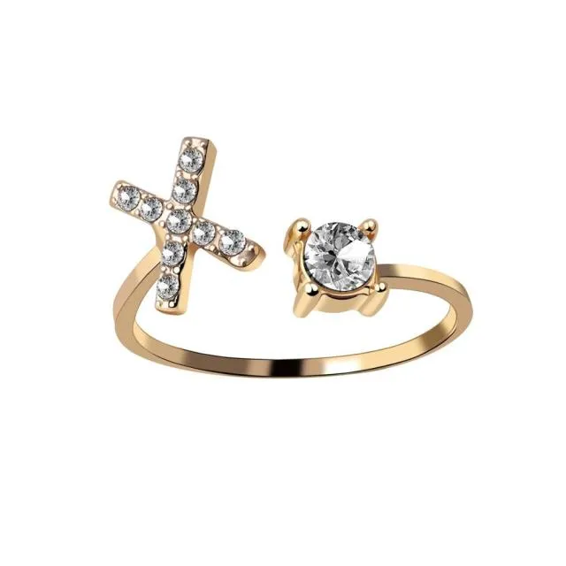 A-Z Letter Gold Color Metal Adjustable Rings