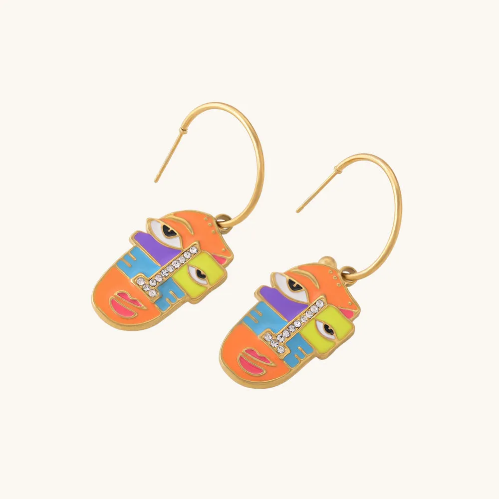 Abstract Oil Crystal Drop Earrings