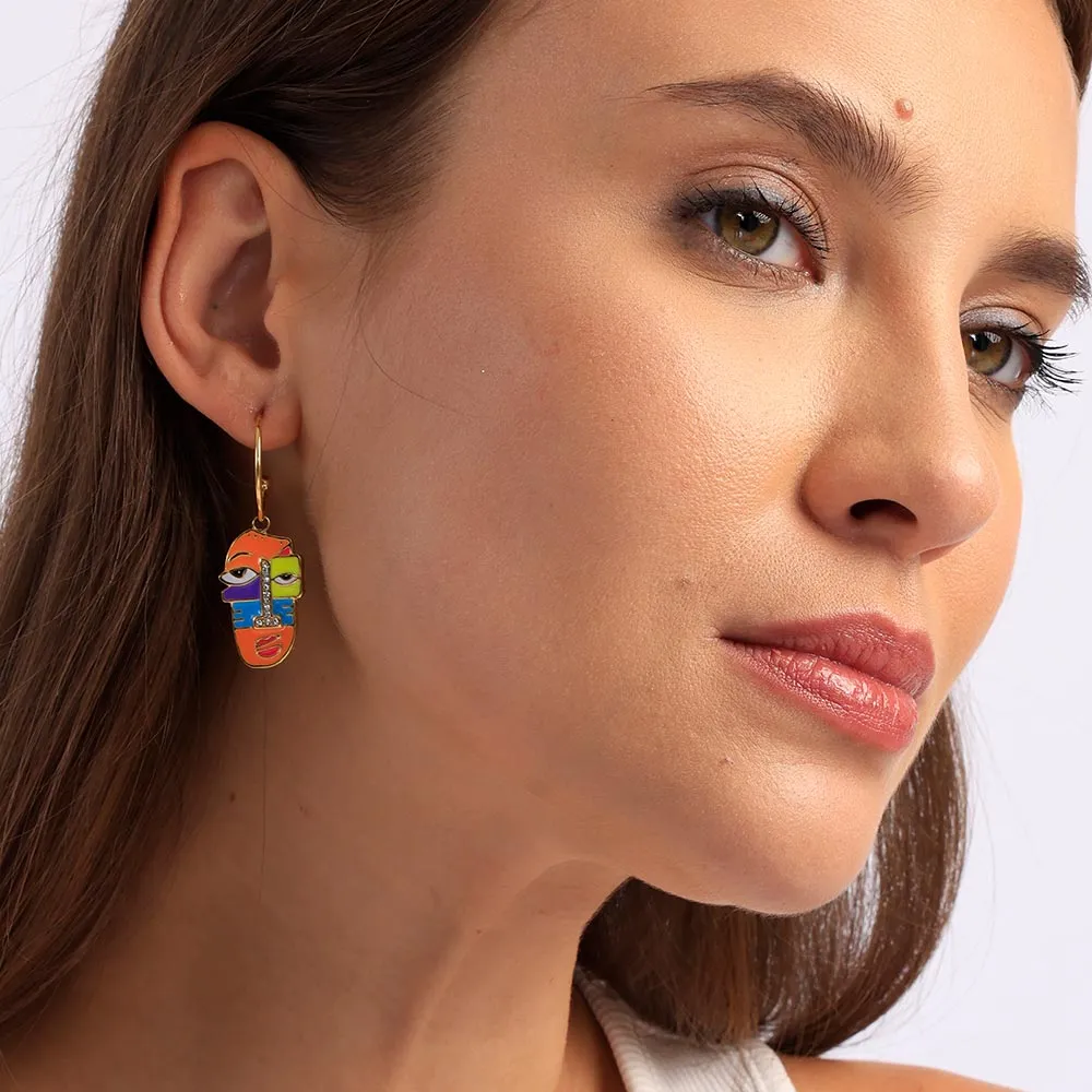 Abstract Oil Crystal Drop Earrings