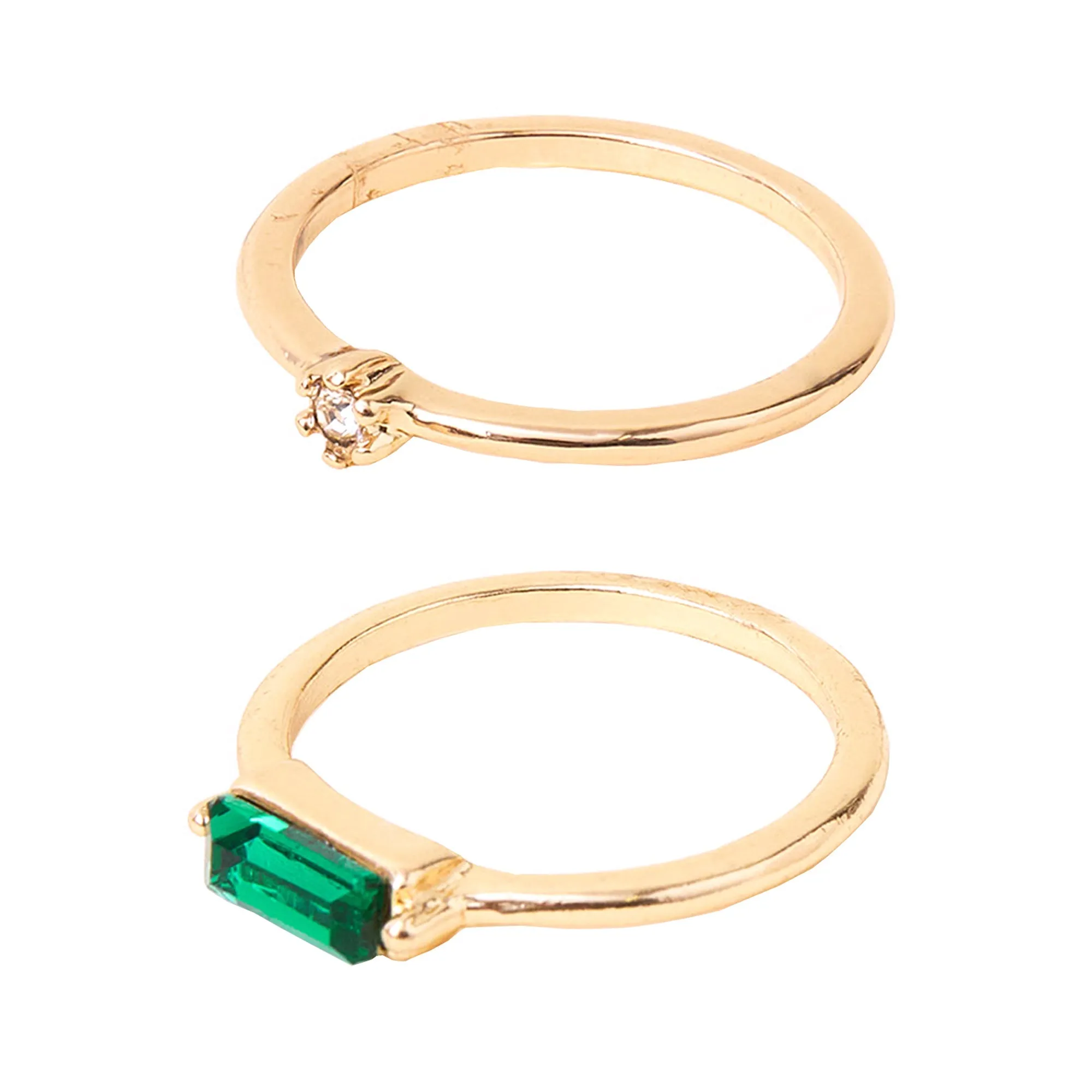 Accessorize London Women's Gold  Stone Rings Pack of 2 - Small