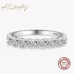 Ailmay - White Silver Cubic Zirconia Wedding Ring