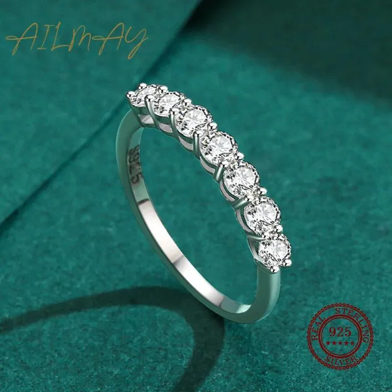 Ailmay - White Silver Cubic Zirconia Wedding Ring