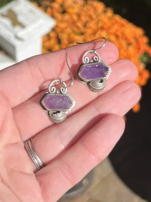 Amethyst Crystal Earrings with Leaves