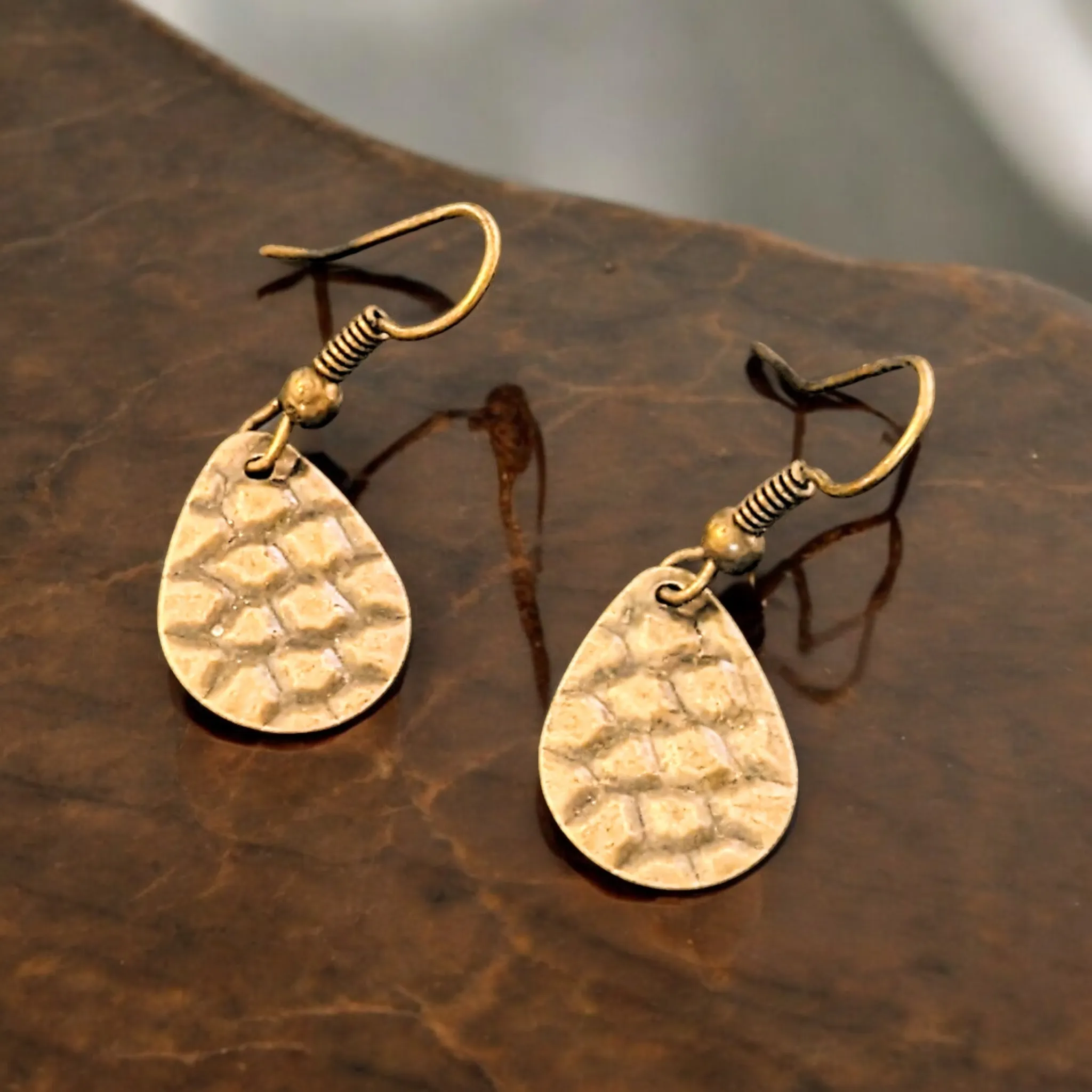 Antique Bronze Crocodile Tears Earrings