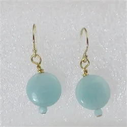 Aqua Amazonite Coin Earrings