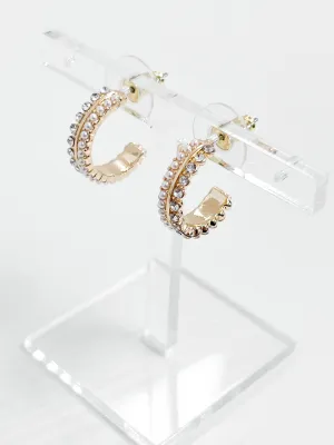 Ashley - Rhinestone/Pearl Split Hoops