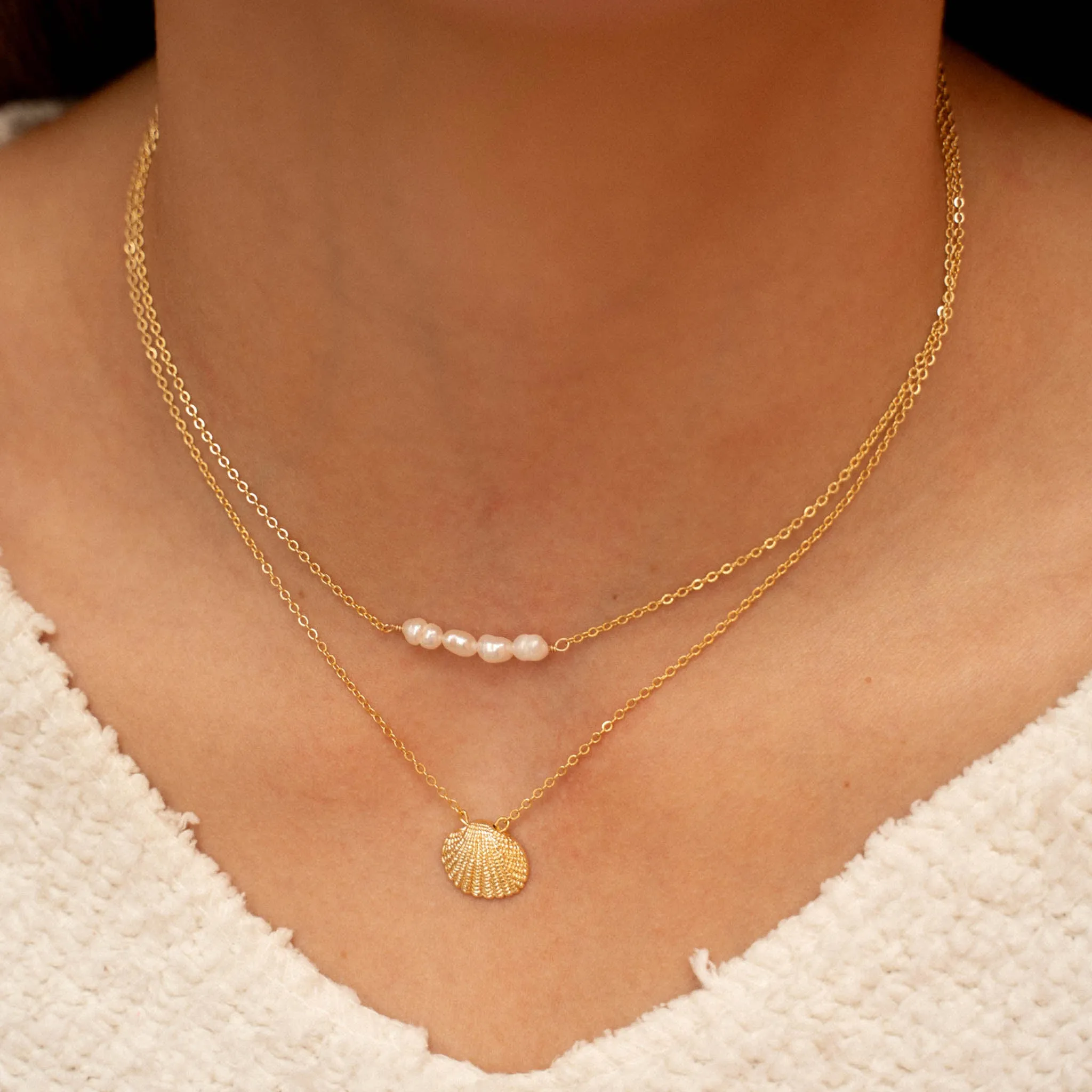 Asri Pearl And Seashell Layered Necklaces