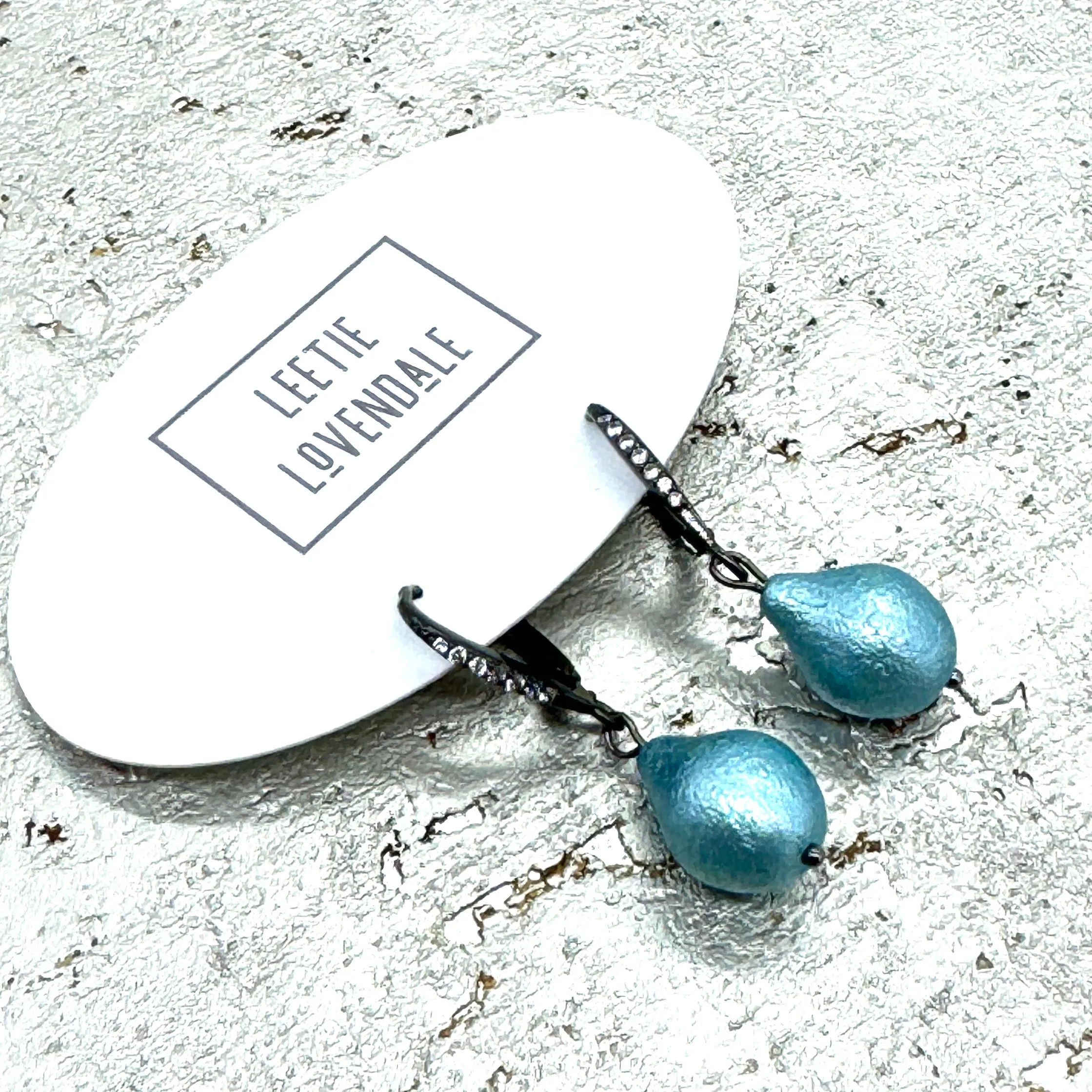 Baby Blue Pearl Drop Earrings