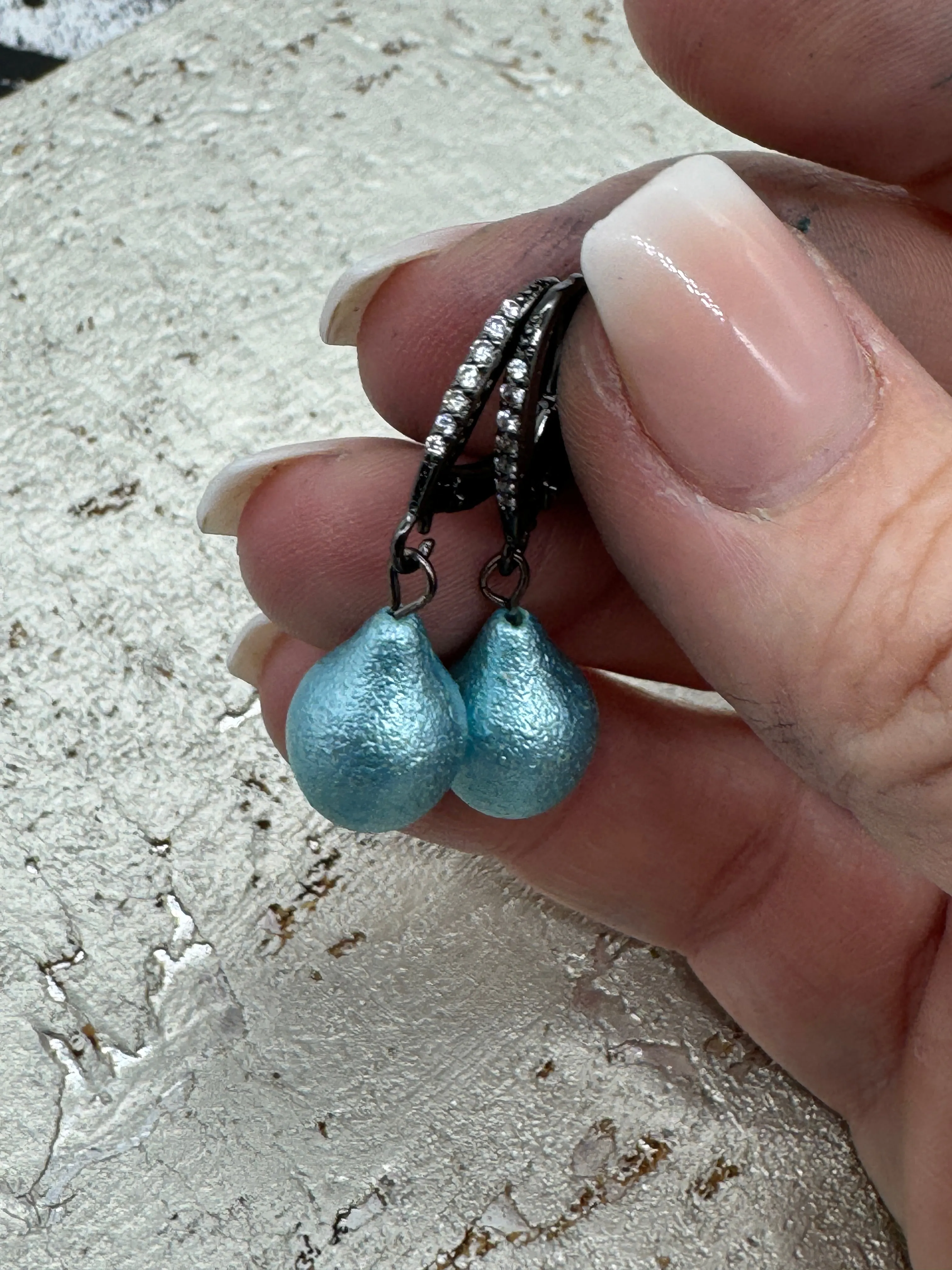 Baby Blue Pearl Drop Earrings