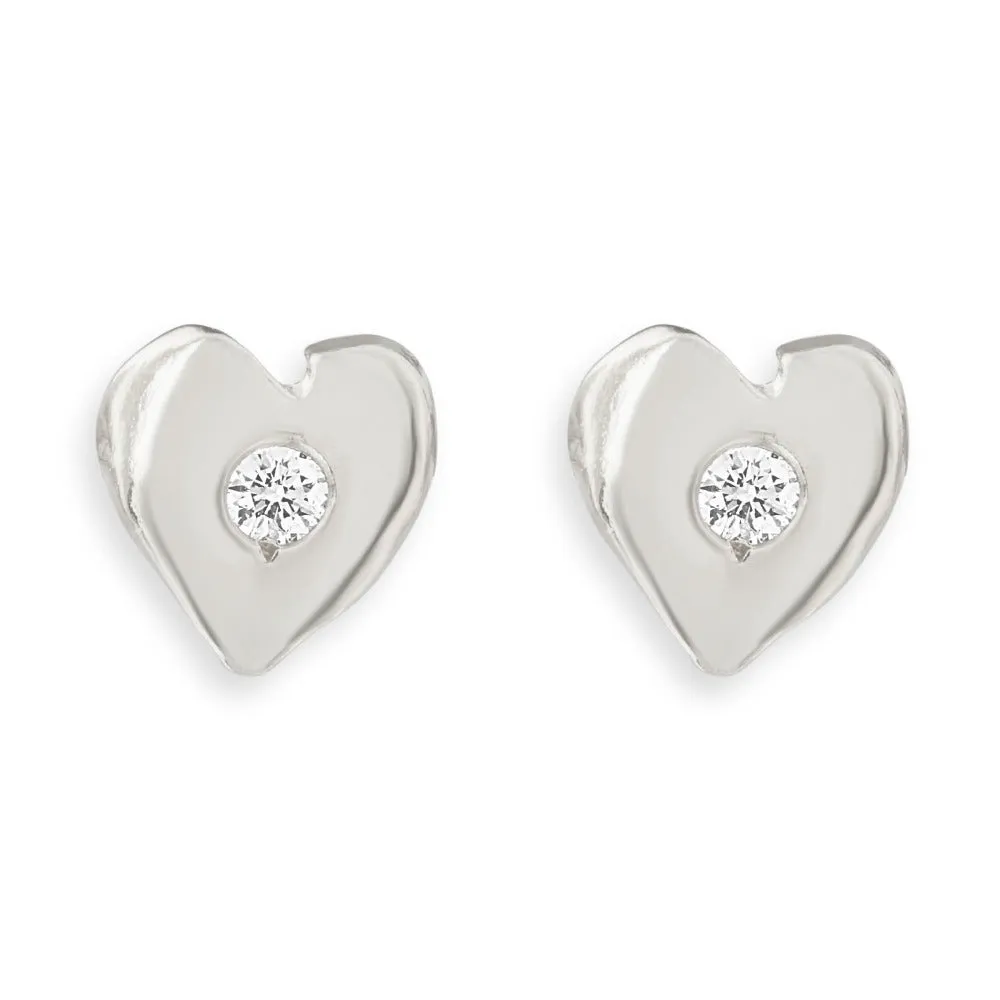 Baby Heart Stud Earrings With Diamond