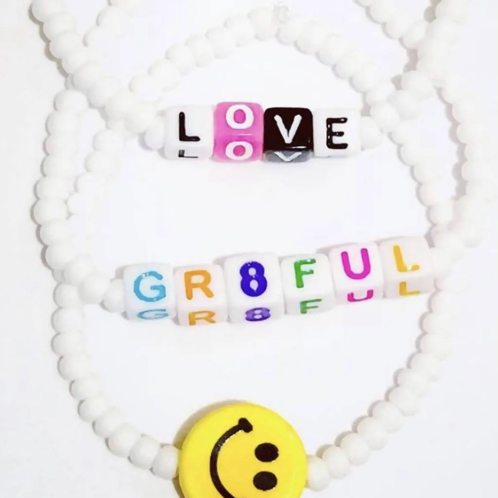 Be Happy Beaded Bracelet - White