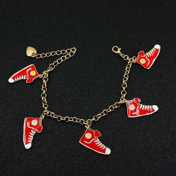 Betsey Johnson Red Enamel High Top Shoes Bracelet