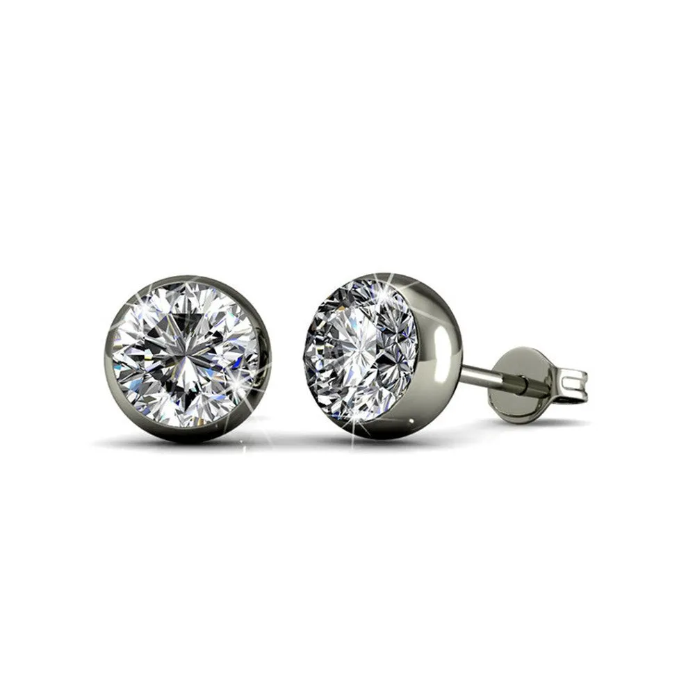 Blaire 18k White Gold Plated Stud Earrings with Round Cut Swarovski Crystals