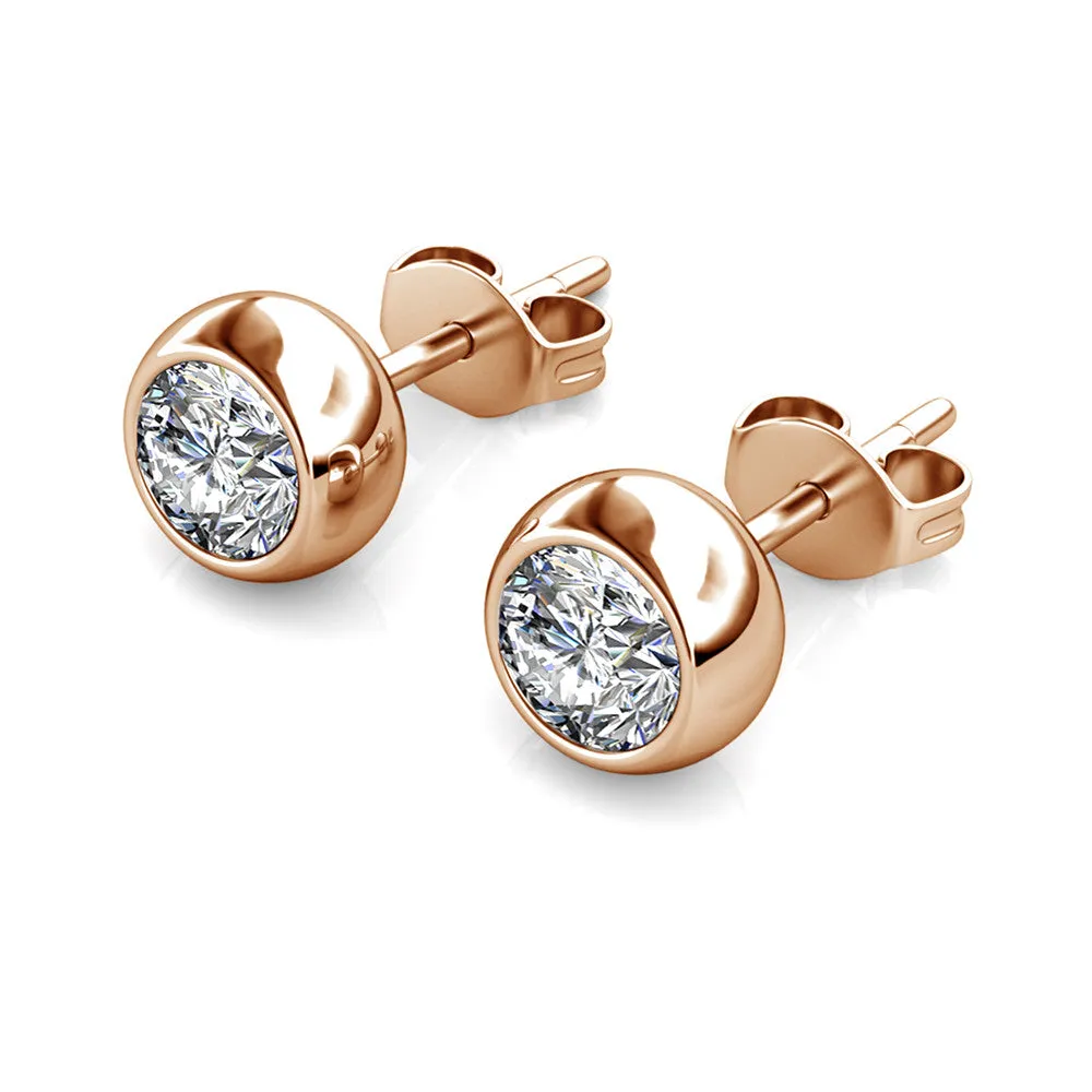 Blaire 18k White Gold Plated Stud Earrings with Round Cut Swarovski Crystals