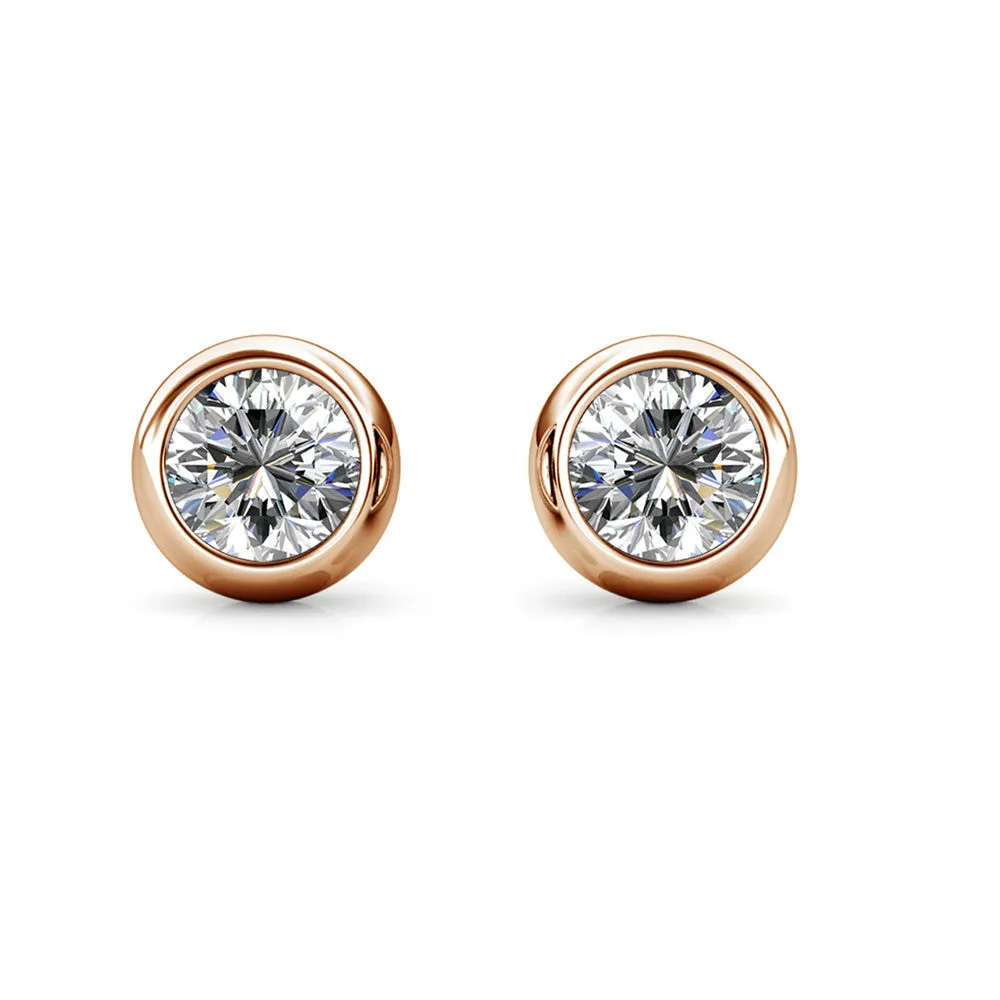 Blaire 18k White Gold Plated Stud Earrings with Round Cut Swarovski Crystals