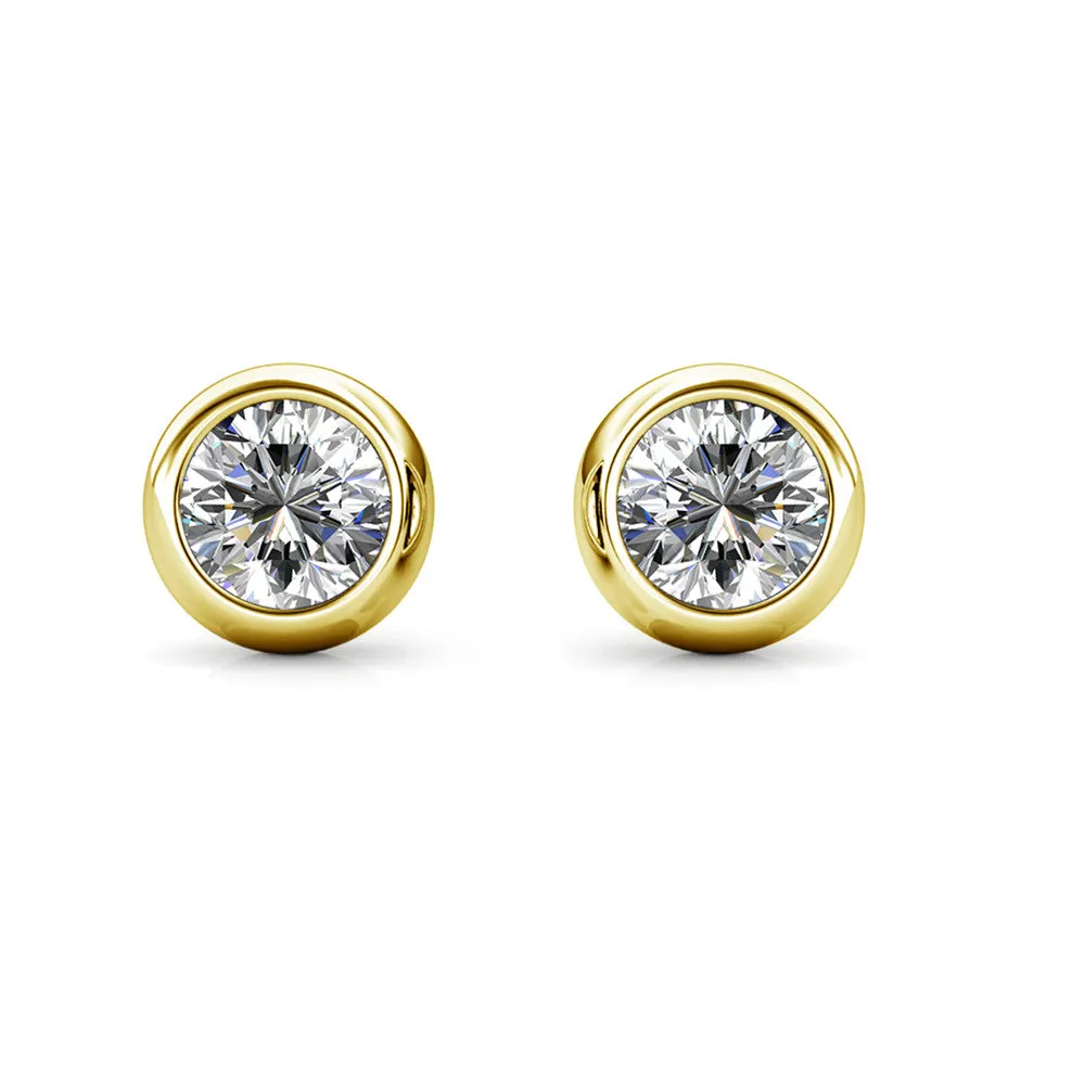 Blaire 18k White Gold Plated Stud Earrings with Round Cut Swarovski Crystals