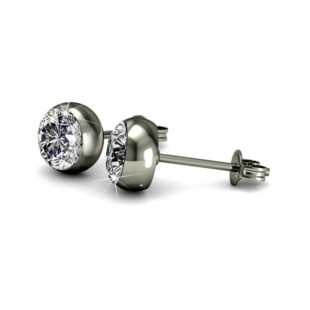 Blaire 18k White Gold Plated Stud Earrings with Round Cut Swarovski Crystals