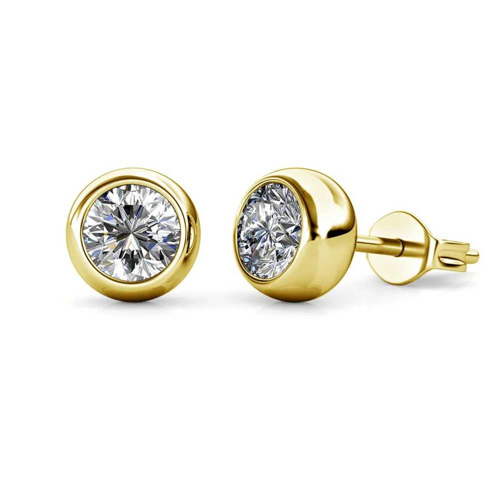 Blaire 18k White Gold Plated Stud Earrings with Round Cut Swarovski Crystals