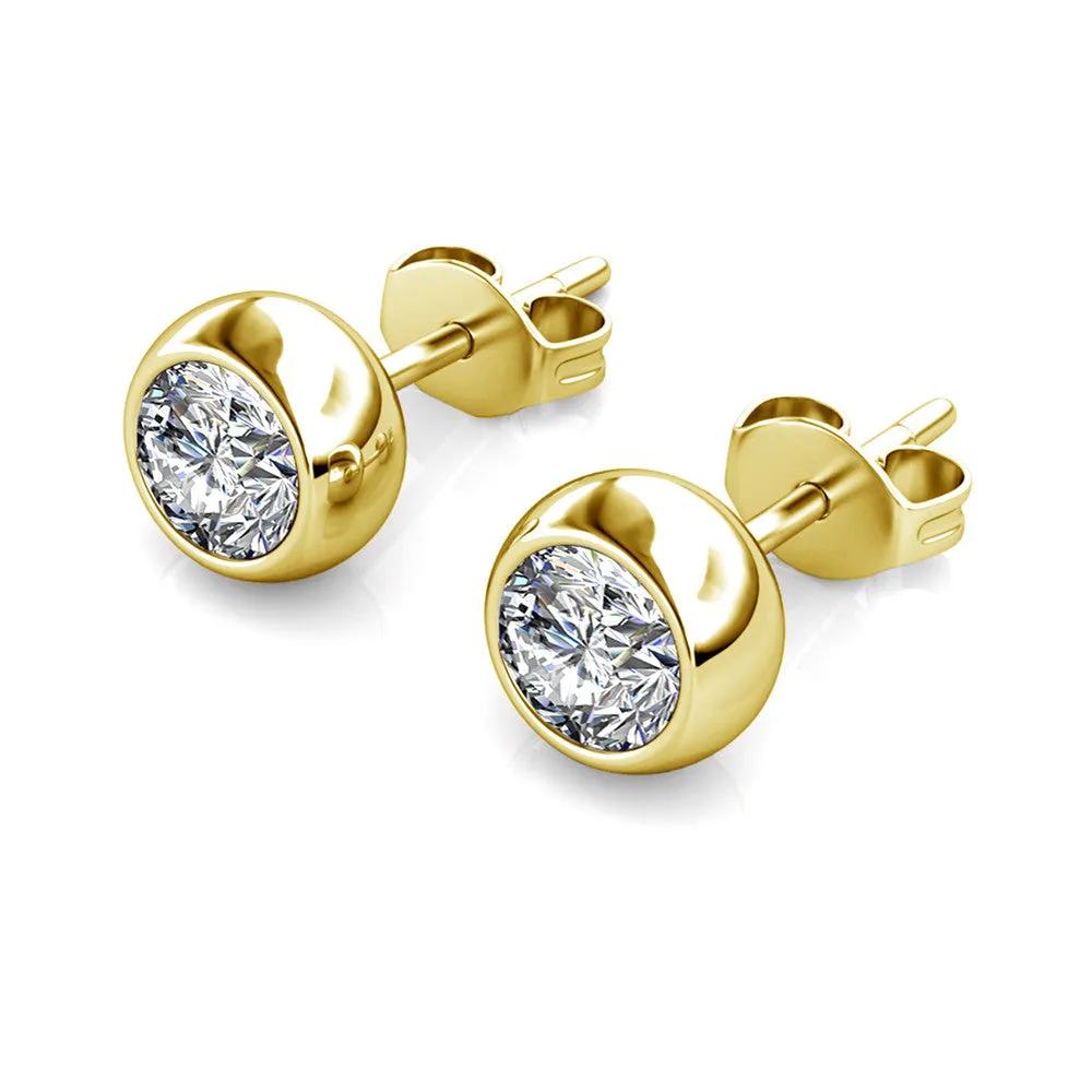 Blaire 18k White Gold Plated Stud Earrings with Round Cut Swarovski Crystals