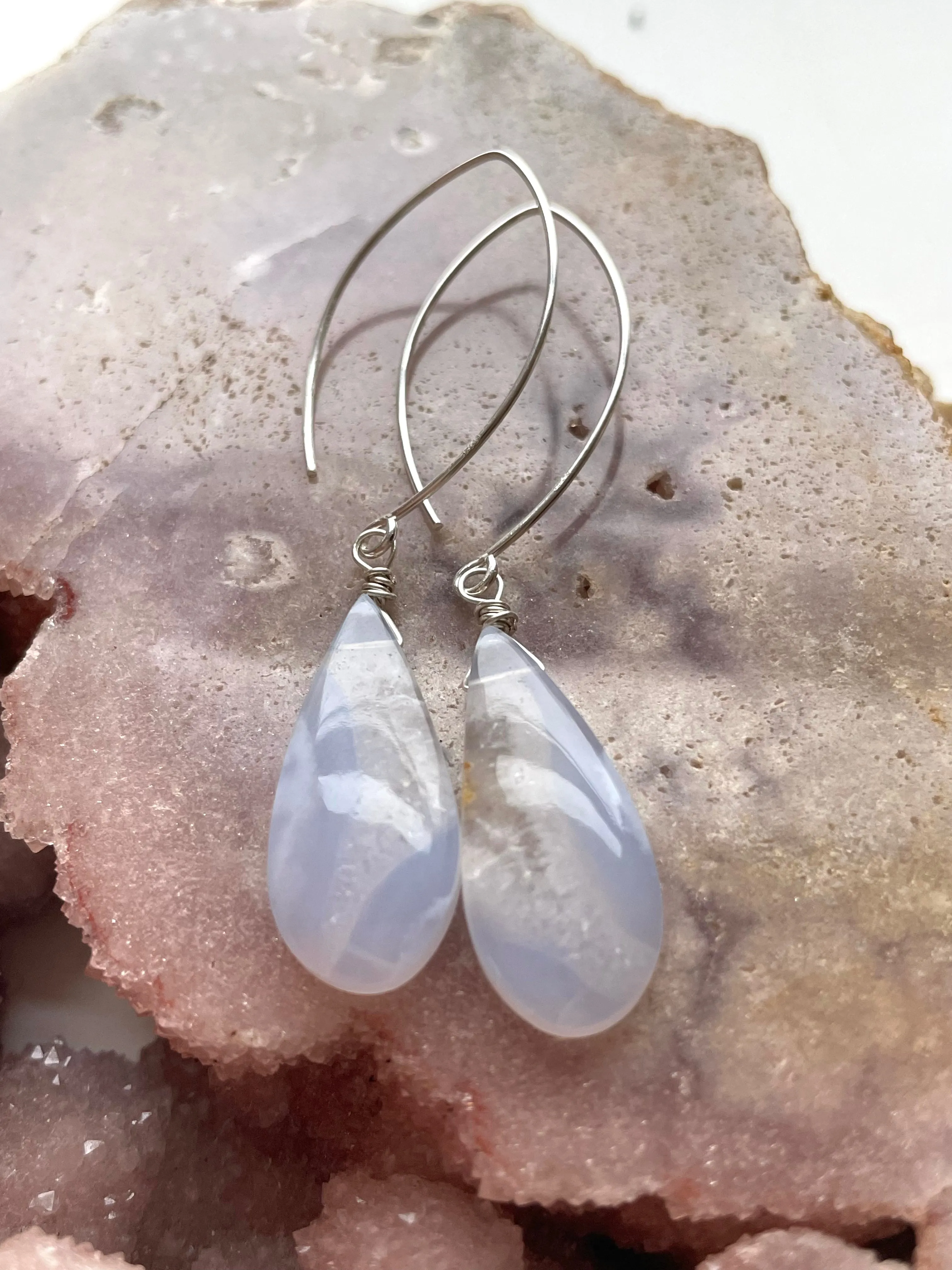 Blue Lace Agate Earrings Sterling silver