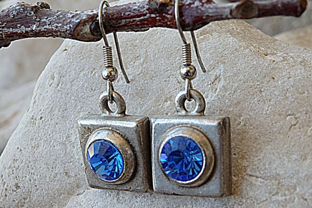 Blue Rhinestone Rebeka Earrings