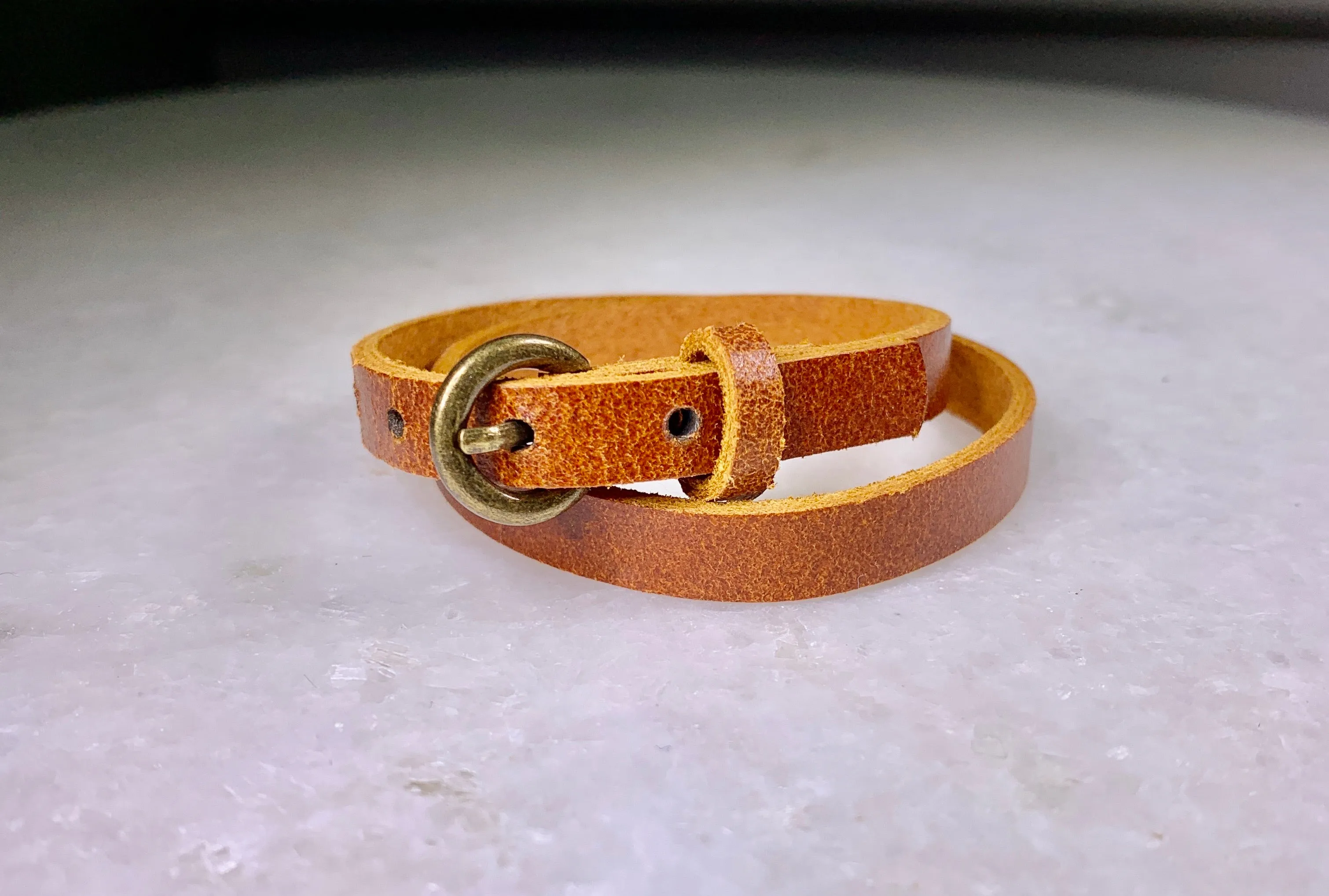 Brown Leather Buckle Bracelet