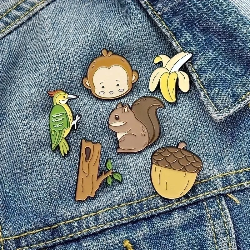 Cartoon Style Cute Pin Animal Pine Cones Banana Alloy Enamel Women'S Brooches