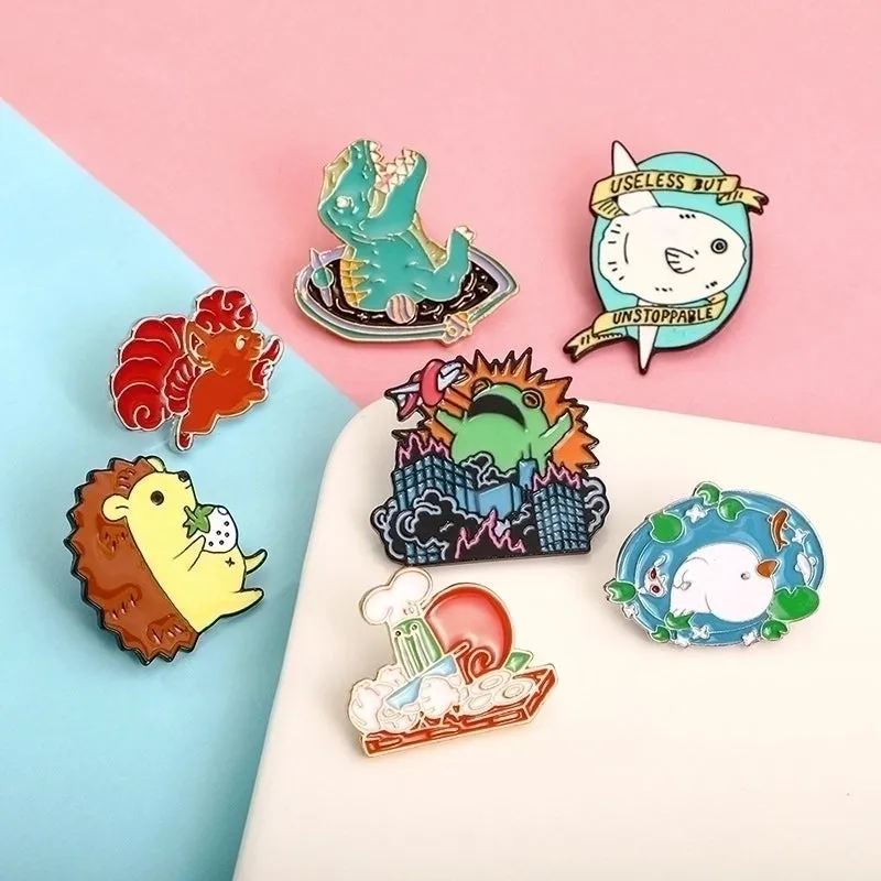 Cartoon Style Pin Animal Alloy Enamel Plating Unisex Brooches