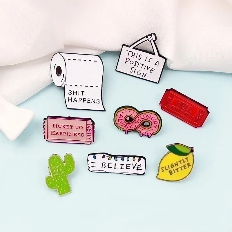 Cartoon Style Pin Letter Alloy Enamel Unisex Brooches