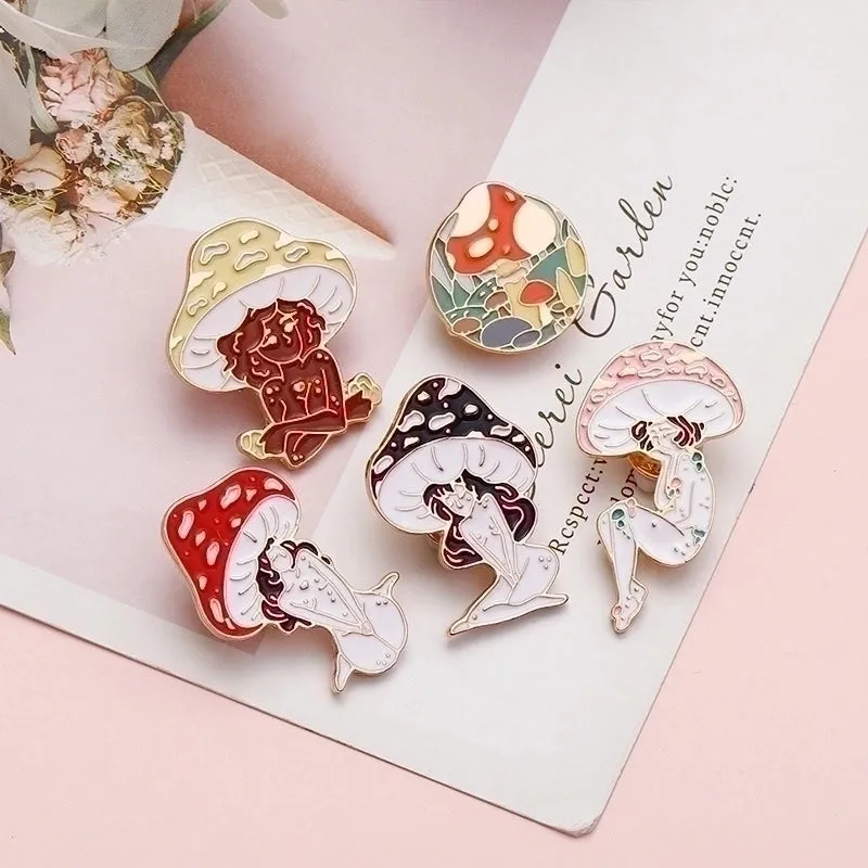 Cartoon Style Pin Mushroom Alloy Enamel Plating Unisex Brooches