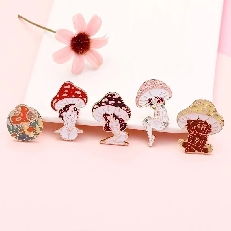 Cartoon Style Pin Mushroom Alloy Enamel Plating Unisex Brooches