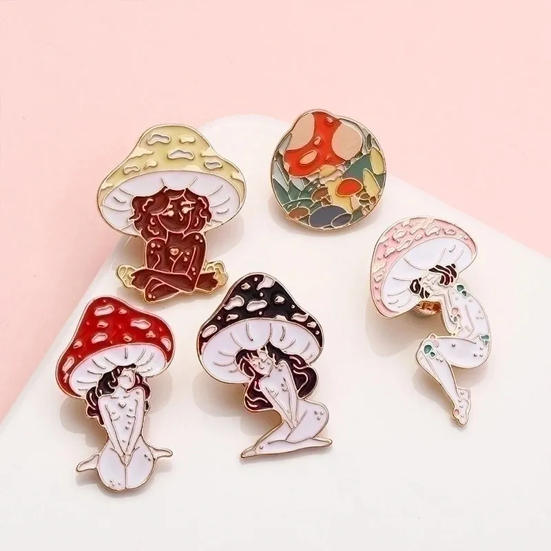 Cartoon Style Pin Mushroom Alloy Enamel Plating Unisex Brooches