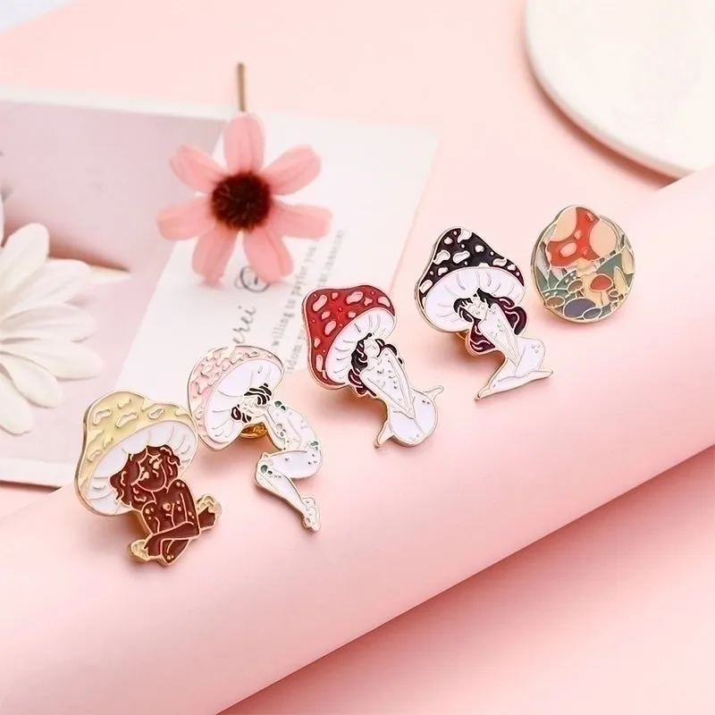 Cartoon Style Pin Mushroom Alloy Enamel Plating Unisex Brooches