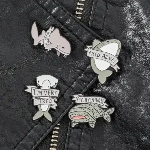 Cartoon Style Pin Shark Alloy Enamel Unisex Brooches