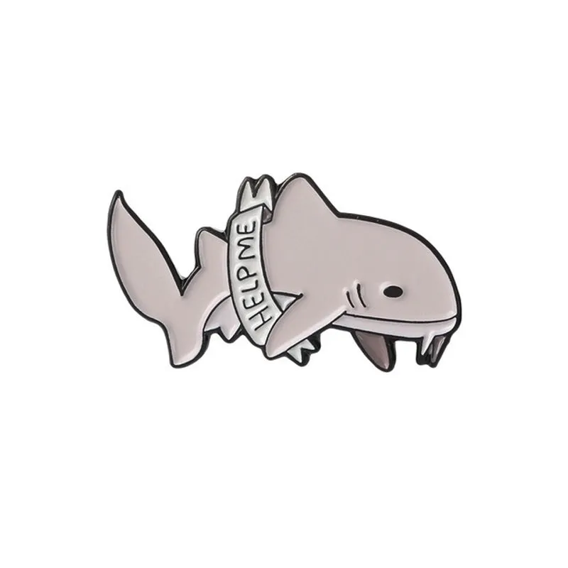 Cartoon Style Pin Shark Alloy Enamel Unisex Brooches