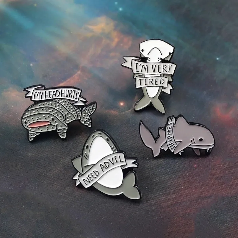 Cartoon Style Pin Shark Alloy Enamel Unisex Brooches