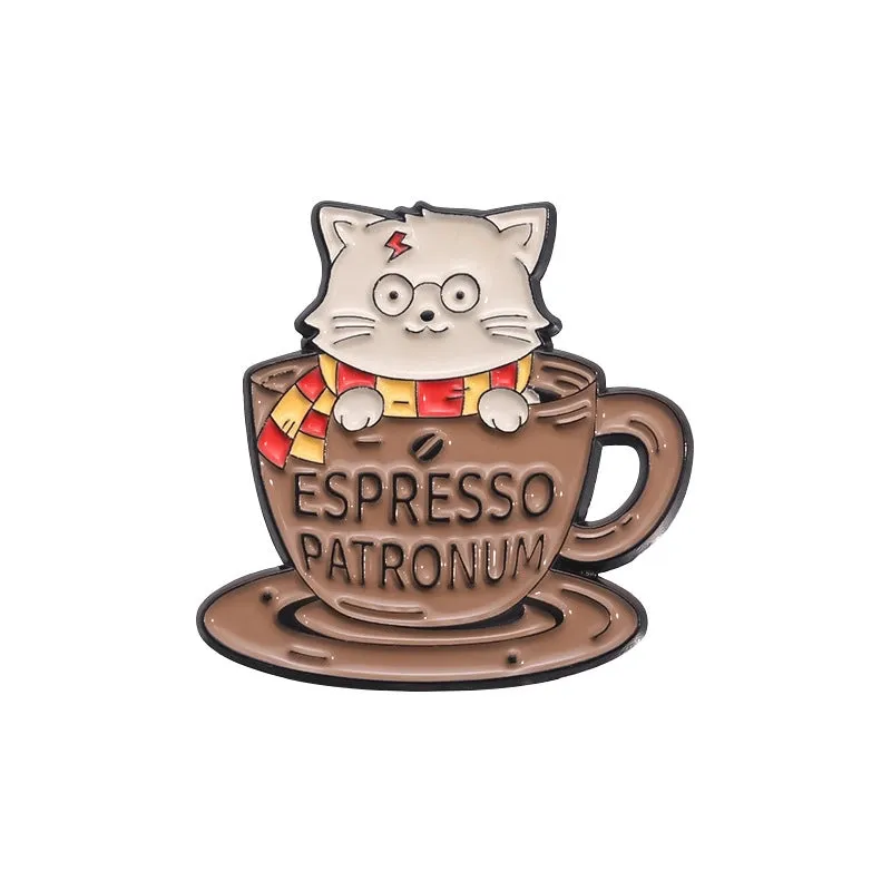 Casual Cute Pin Cartoon Cup Cat Alloy Enamel Plating Unisex Brooches