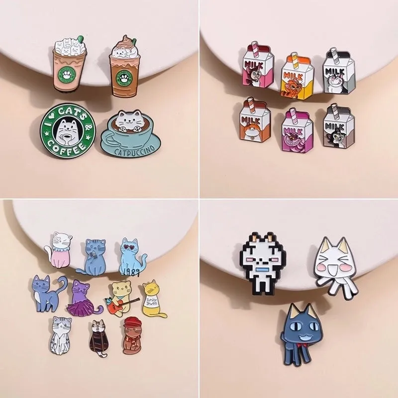 Casual Cute Pin Cartoon Cup Cat Alloy Enamel Plating Unisex Brooches