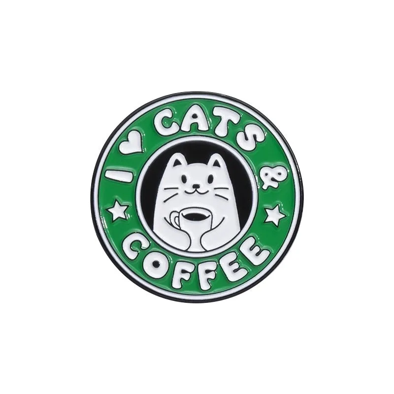 Casual Cute Pin Cartoon Cup Cat Alloy Enamel Plating Unisex Brooches