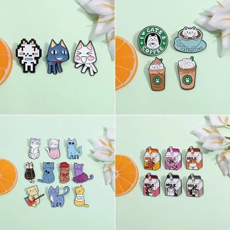 Casual Cute Pin Cartoon Cup Cat Alloy Enamel Plating Unisex Brooches