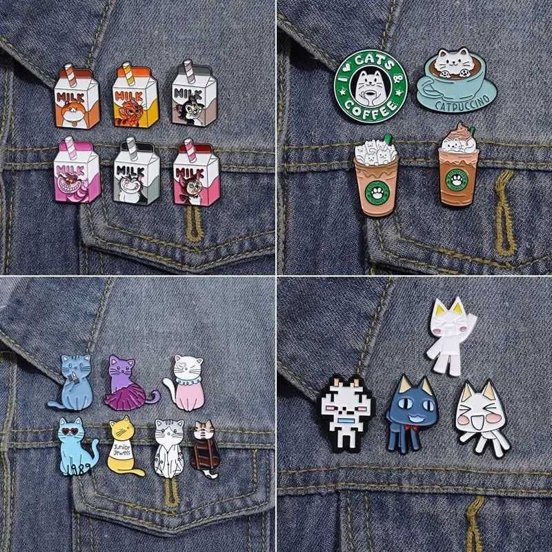 Casual Cute Pin Cartoon Cup Cat Alloy Enamel Plating Unisex Brooches