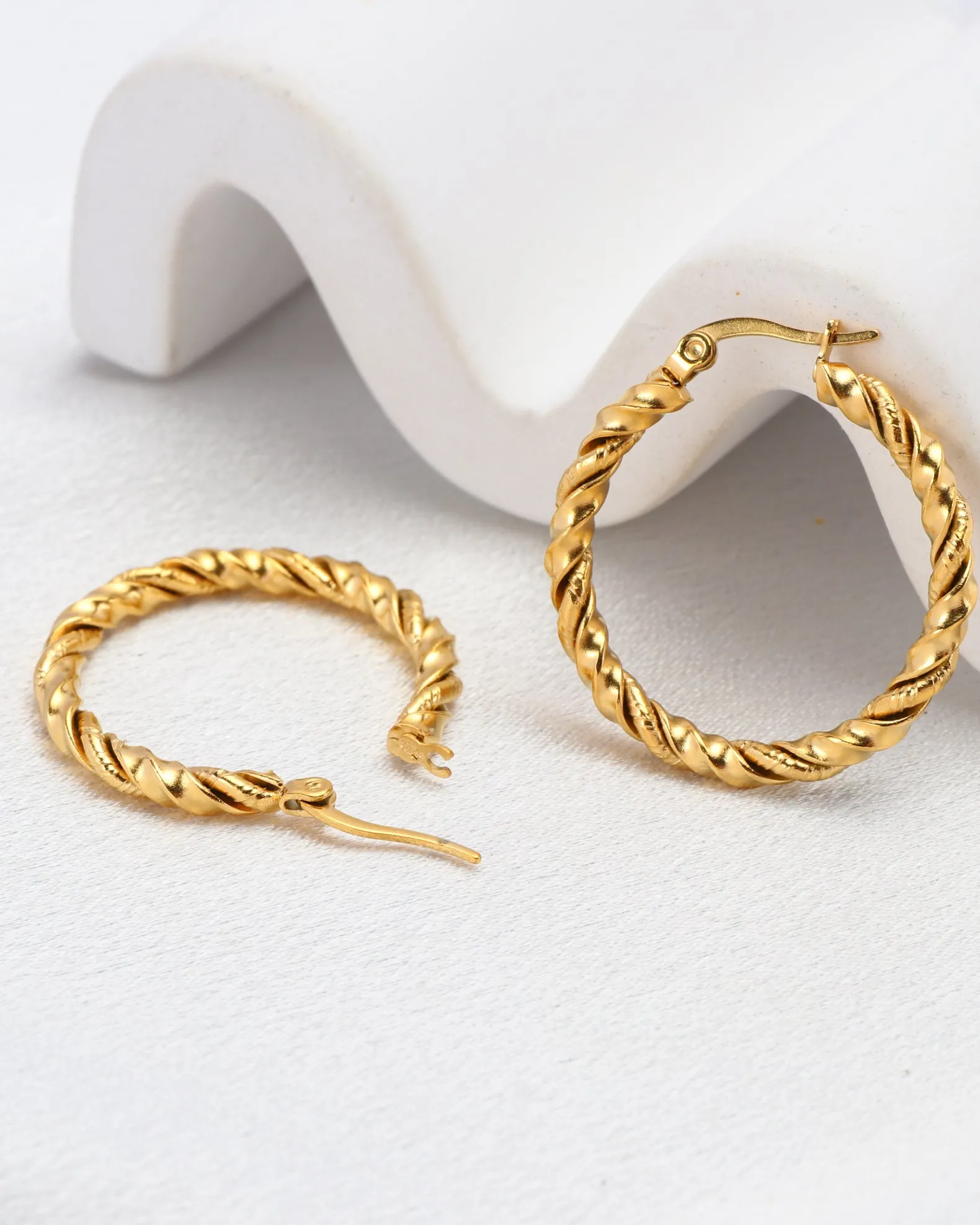 Charlotte Gold Twist Hoop Earrings