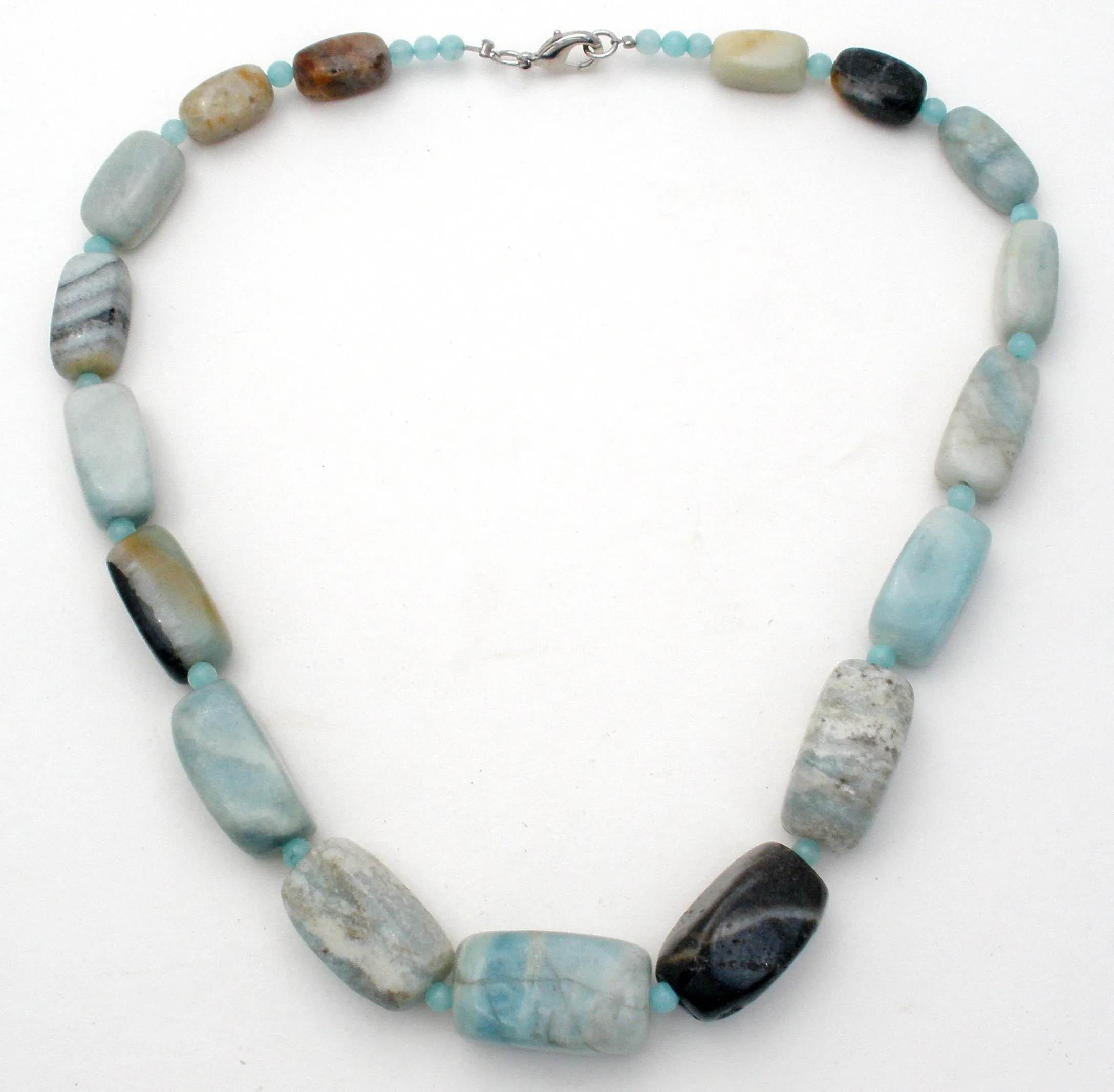 Chunky Blue Lace Agate Bead Necklace 19"